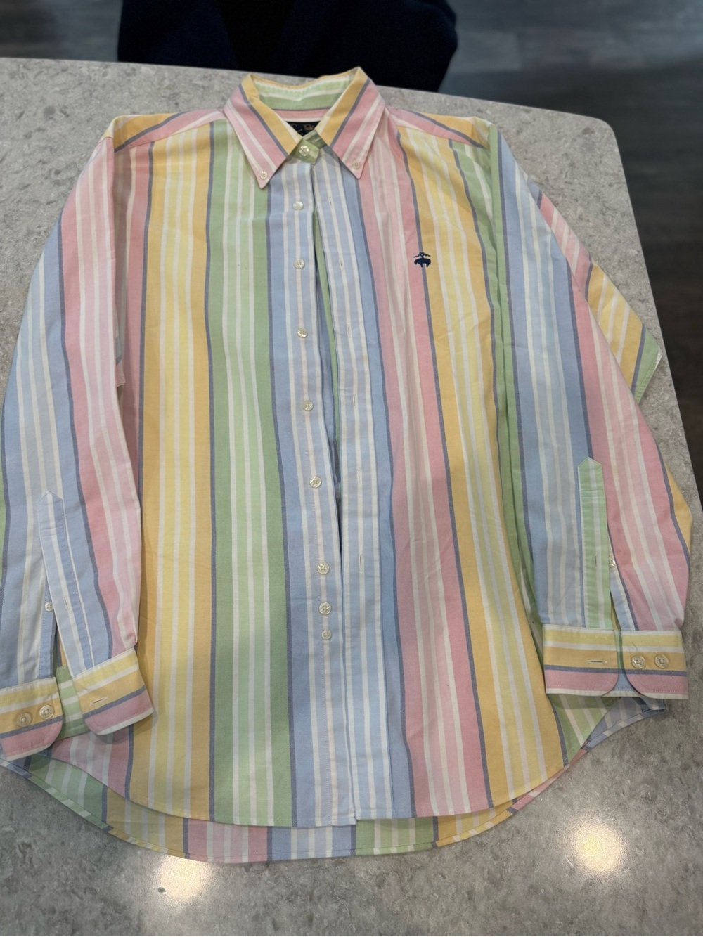 Brooks Brothers Men’s L Supima Cotton Pastel Fun Stripe Button Down Shirt